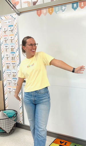 Fri-Yay Semi-Crop T-shirt (Yellow)