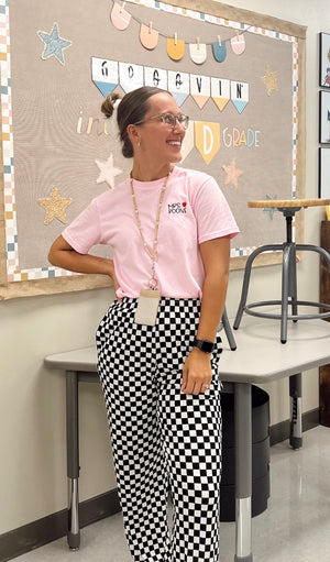 Apple Personalized Teacher T-Shirt (Blossom Pink)